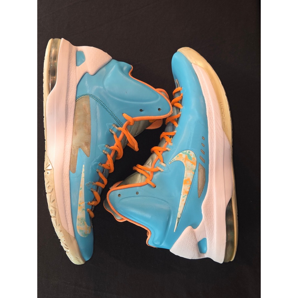 Nike KD V 5 in Easter Blue Orange Floral Kevin Durant Basketball Shoes - Size 10